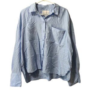 Lola River Women Size XL Blue Tencel Lyocell Chambray Long Sleeve Button Shirt
